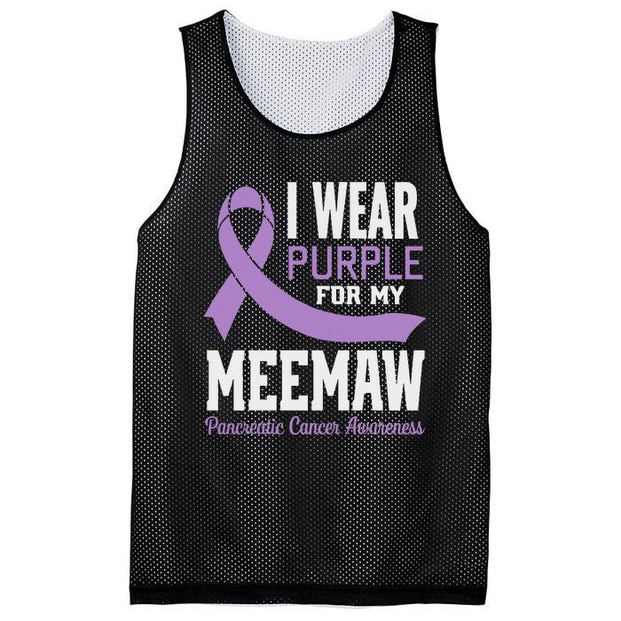 I Wear Purple For My Meemaw Pancreatic Cancer Awareness Mesh Reversible Basketball Jersey Tank