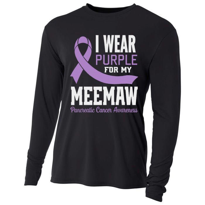 I Wear Purple For My Meemaw Pancreatic Cancer Awareness Cooling Performance Long Sleeve Crew