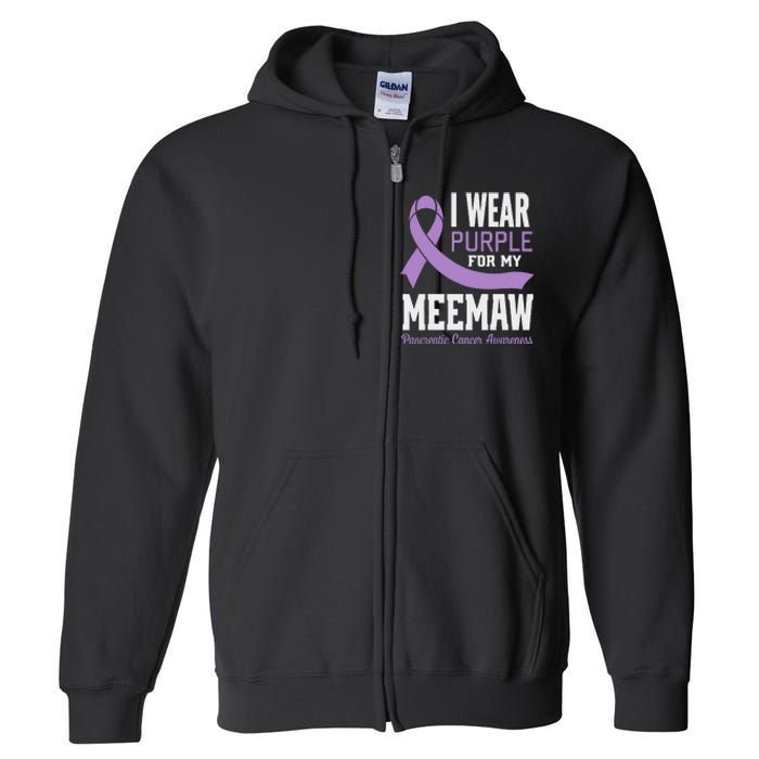 I Wear Purple For My Meemaw Pancreatic Cancer Awareness Full Zip Hoodie