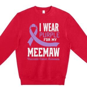 I Wear Purple For My Meemaw Pancreatic Cancer Awareness Premium Crewneck Sweatshirt