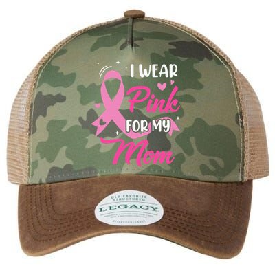 I Wear Pink For My Mom Support Breast Cancer Awareness Legacy Tie Dye Trucker Hat