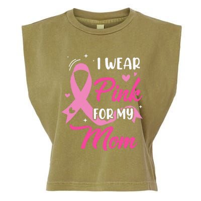 I Wear Pink For My Mom Support Breast Cancer Awareness Garment-Dyed Women's Muscle Tee