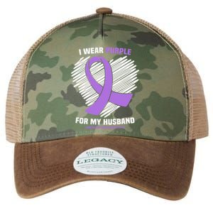 I Wear Purple For My Husband Pancreatic Cancer Awareness Gift Legacy Tie Dye Trucker Hat