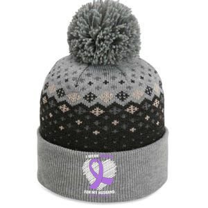 I Wear Purple For My Husband Pancreatic Cancer Awareness Gift The Baniff Cuffed Pom Beanie