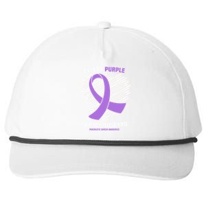 I Wear Purple For My Husband Pancreatic Cancer Awareness Gift Snapback Five-Panel Rope Hat