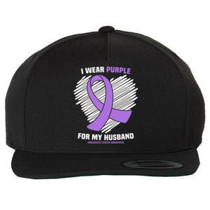 I Wear Purple For My Husband Pancreatic Cancer Awareness Gift Wool Snapback Cap