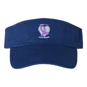 I Wear Purple For My Husband Pancreatic Cancer Awareness Gift Valucap Bio-Washed Visor