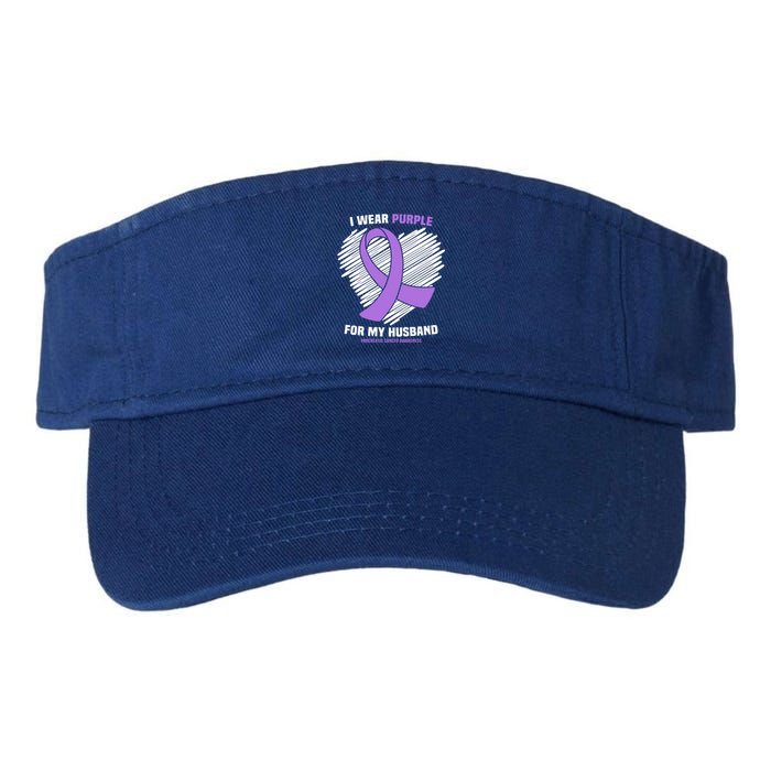 I Wear Purple For My Husband Pancreatic Cancer Awareness Gift Valucap Bio-Washed Visor