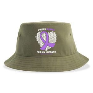 I Wear Purple For My Husband Pancreatic Cancer Awareness Gift Sustainable Bucket Hat