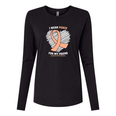 I Wear Peach For My Friend Endometrial Funny Cancer Awareness Womens Cotton Relaxed Long Sleeve T-Shirt