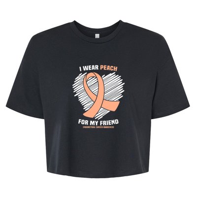 I Wear Peach For My Friend Endometrial Funny Cancer Awareness Bella+Canvas Jersey Crop Tee