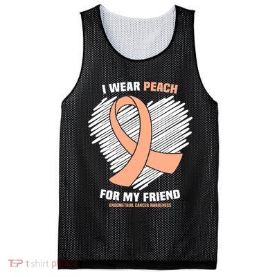 I Wear Peach For My Friend Endometrial Funny Cancer Awareness Mesh Reversible Basketball Jersey Tank