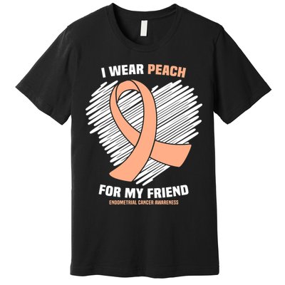 I Wear Peach For My Friend Endometrial Funny Cancer Awareness Premium T-Shirt
