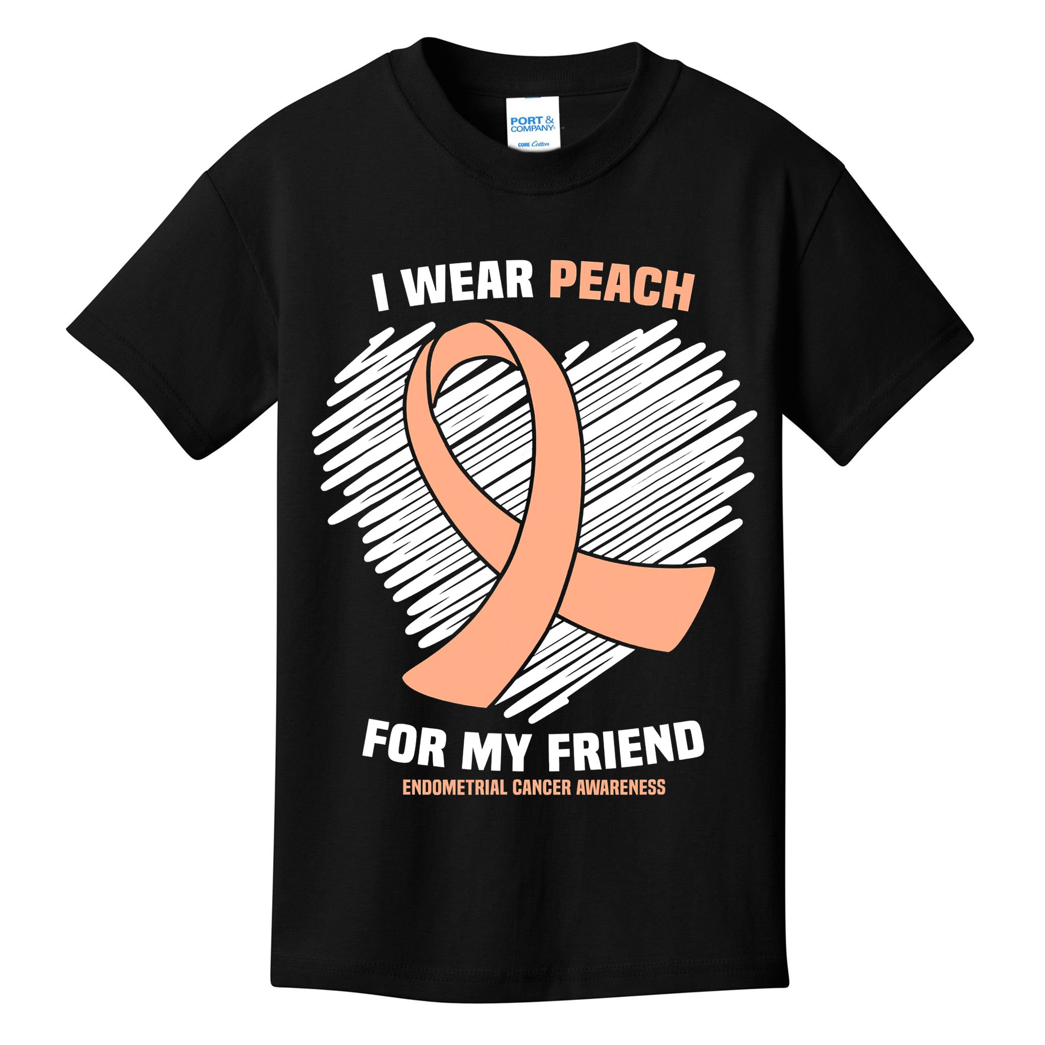I Wear Peach For My Friend Endometrial Funny Cancer Awareness Kids T-Shirt