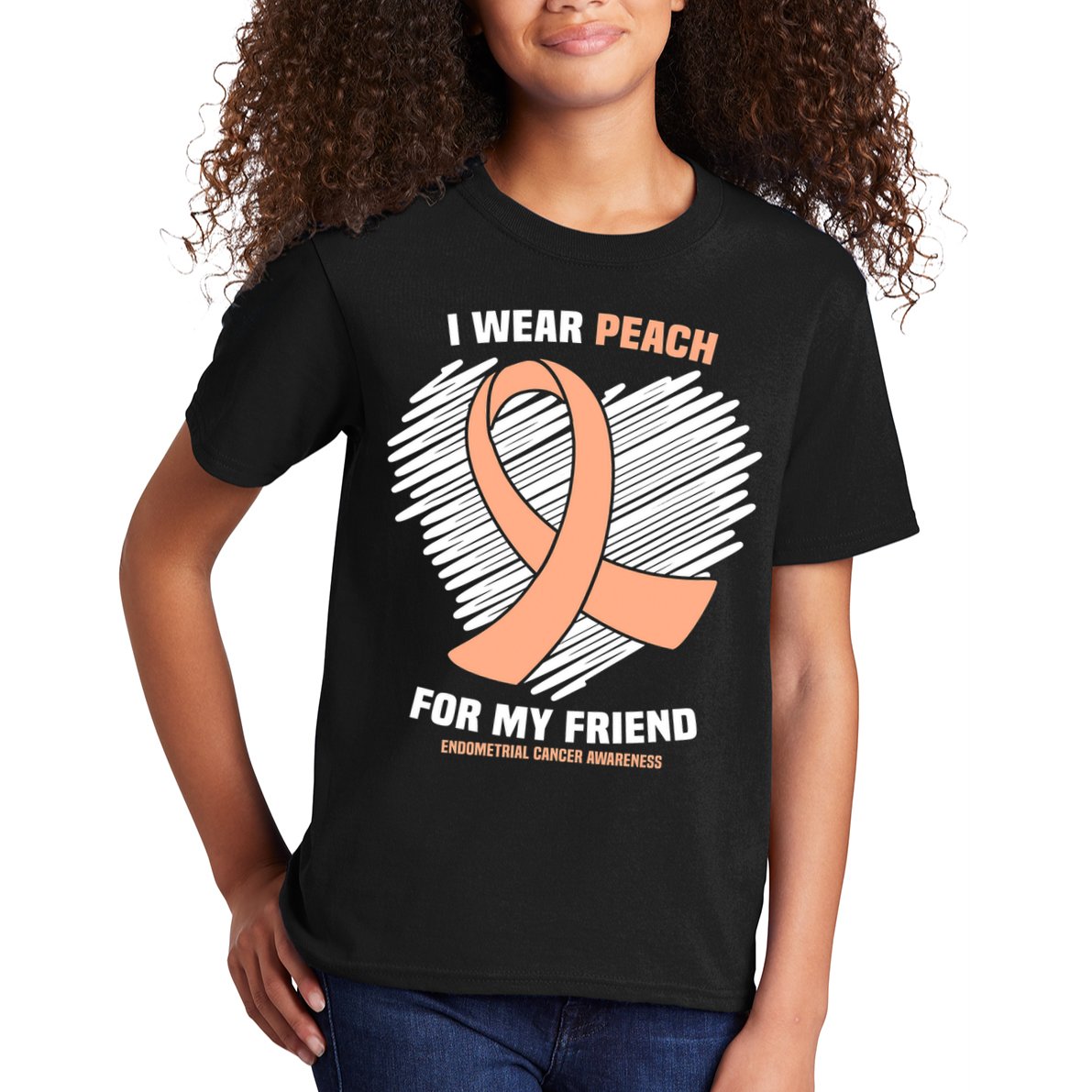 I Wear Peach For My Friend Endometrial Funny Cancer Awareness Kids T-Shirt