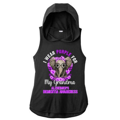 I Wear Purple For Grandma Dementia Awareness Elephant Ladies PosiCharge Tri-Blend Wicking Draft Hoodie Tank