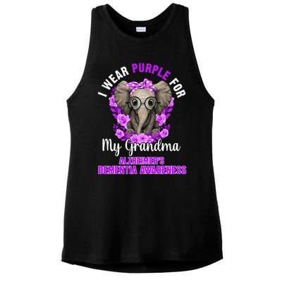 I Wear Purple For Grandma Dementia Awareness Elephant Ladies PosiCharge Tri-Blend Wicking Tank