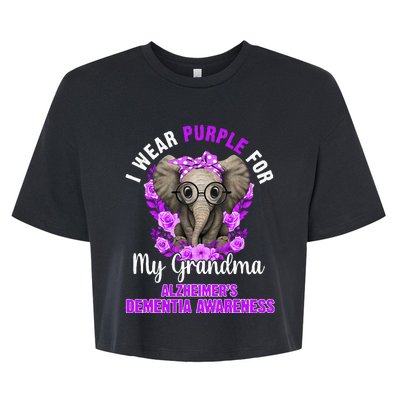 I Wear Purple For Grandma Dementia Awareness Elephant Bella+Canvas Jersey Crop Tee