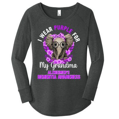 I Wear Purple For Grandma Dementia Awareness Elephant Women's Perfect Tri Tunic Long Sleeve Shirt