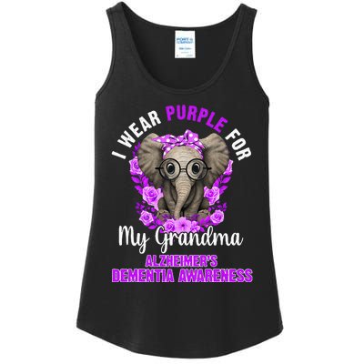 I Wear Purple For Grandma Dementia Awareness Elephant Ladies Essential Tank