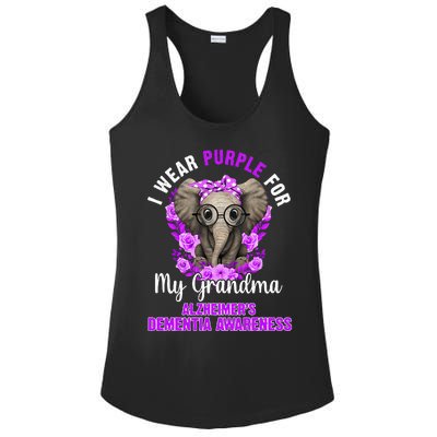 I Wear Purple For Grandma Dementia Awareness Elephant Ladies PosiCharge Competitor Racerback Tank