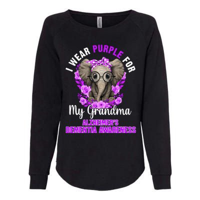 I Wear Purple For Grandma Dementia Awareness Elephant Womens California Wash Sweatshirt