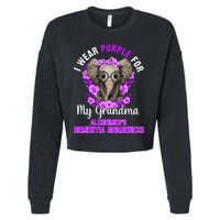 I Wear Purple For Grandma Dementia Awareness Elephant Cropped Pullover Crew