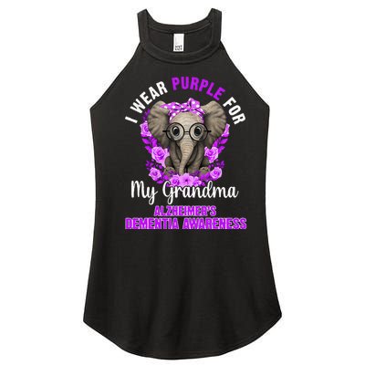 I Wear Purple For Grandma Dementia Awareness Elephant Women's Perfect Tri Rocker Tank