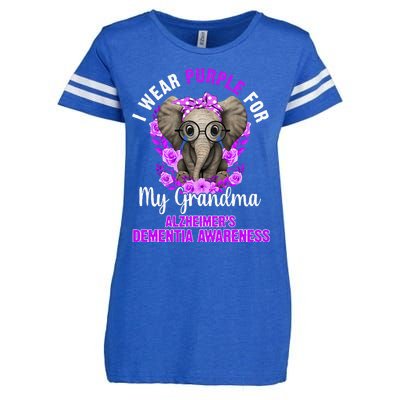 I Wear Purple For Grandma Dementia Awareness Elephant Enza Ladies Jersey Football T-Shirt