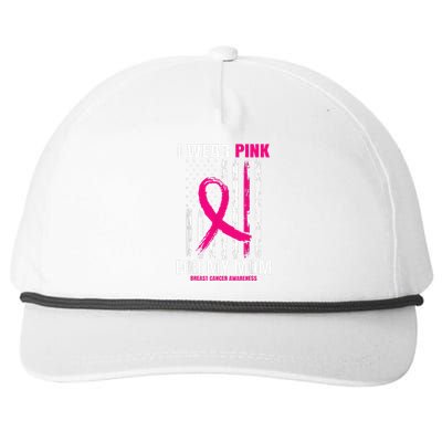 I Wear Pink For My Mom Breast Cancer Awareness American Flag Snapback Five-Panel Rope Hat