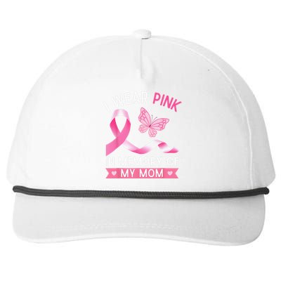 I Wear Pink In Memory Of My Mom Breast Cancer Awareness Snapback Five-Panel Rope Hat