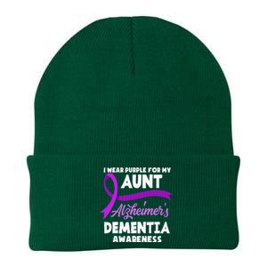 I Wear Purple For My Aunt Alzheimers Dementia Awareness Knit Cap Winter Beanie