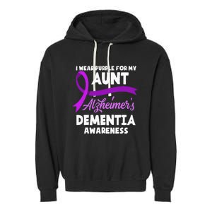 I Wear Purple For My Aunt Alzheimers Dementia Awareness Garment-Dyed Fleece Hoodie