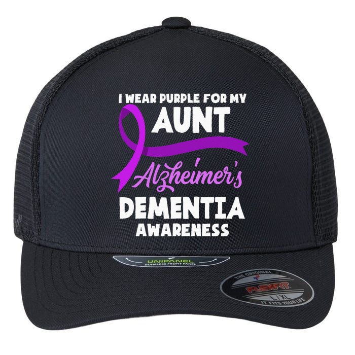 I Wear Purple For My Aunt Alzheimers Dementia Awareness Flexfit Unipanel Trucker Cap