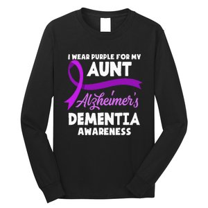 I Wear Purple For My Aunt Alzheimers Dementia Awareness Long Sleeve Shirt