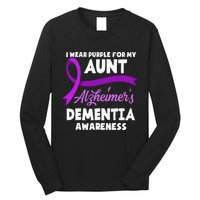 I Wear Purple For My Aunt Alzheimers Dementia Awareness Long Sleeve Shirt