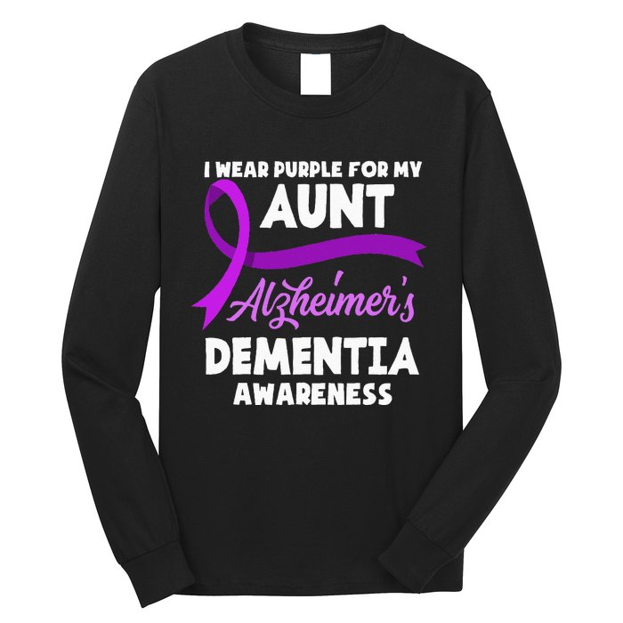 I Wear Purple For My Aunt Alzheimers Dementia Awareness Long Sleeve Shirt