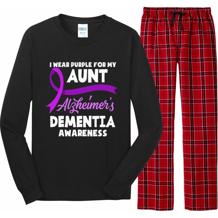 I Wear Purple For My Aunt Alzheimers Dementia Awareness Long Sleeve Pajama Set