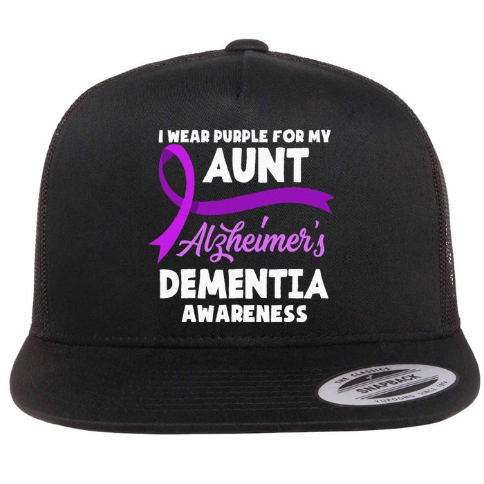 I Wear Purple For My Aunt Alzheimers Dementia Awareness Flat Bill Trucker Hat