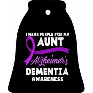 I Wear Purple For My Aunt Alzheimers Dementia Awareness Ceramic Bell Ornament