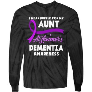 I Wear Purple For My Aunt Alzheimers Dementia Awareness Tie-Dye Long Sleeve Shirt