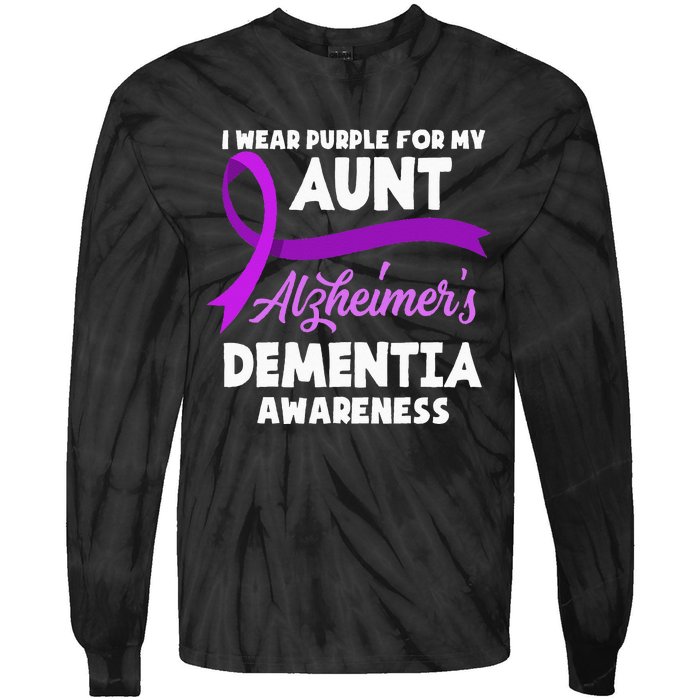 I Wear Purple For My Aunt Alzheimers Dementia Awareness Tie-Dye Long Sleeve Shirt