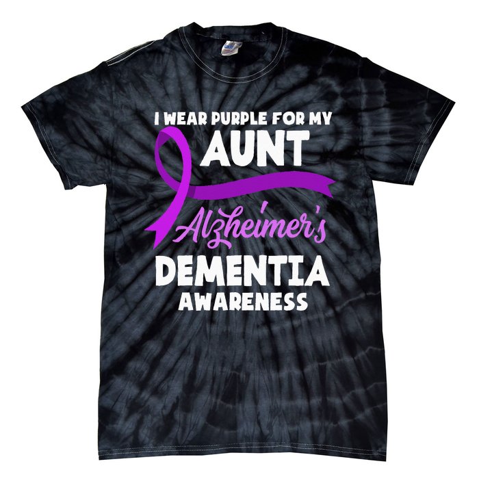 I Wear Purple For My Aunt Alzheimers Dementia Awareness Tie-Dye T-Shirt