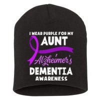 I Wear Purple For My Aunt Alzheimers Dementia Awareness Short Acrylic Beanie