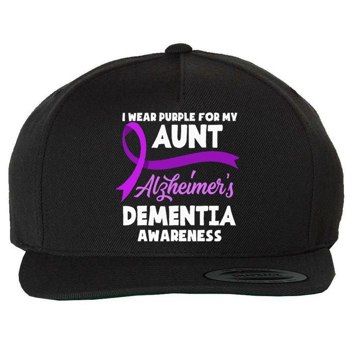 I Wear Purple For My Aunt Alzheimers Dementia Awareness Wool Snapback Cap