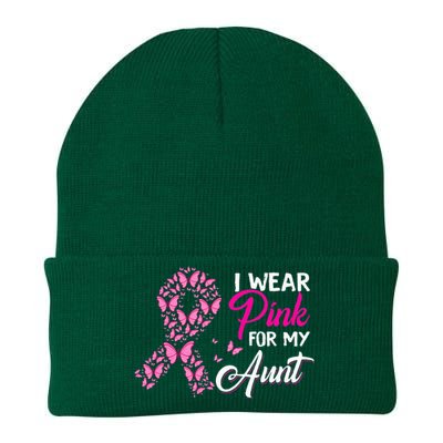 I Wear Pink For My Aunt Breast Cancer Awareness Survivor Knit Cap Winter Beanie