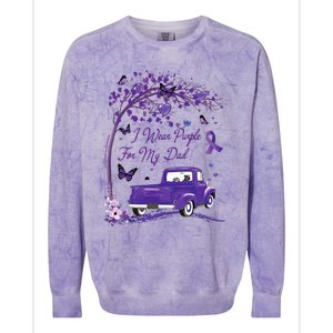 I Wear Purple For My Dad Alzheimers Awareness Truck Colorblast Crewneck Sweatshirt