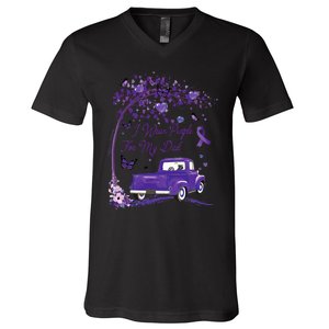 I Wear Purple For My Dad Alzheimers Awareness Truck V-Neck T-Shirt