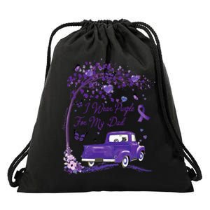 I Wear Purple For My Dad Alzheimers Awareness Truck Drawstring Bag