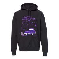 I Wear Purple For My Dad Alzheimers Awareness Truck Premium Hoodie